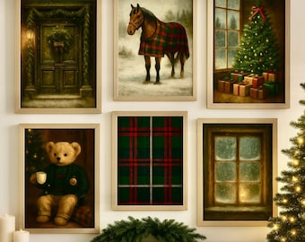 Equestrian Ralph Lauren Christmas Gallery Wall Art Set: Vintage Holiday Prints (Digital Download)
