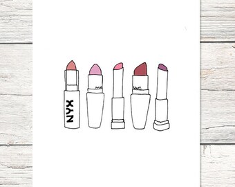 The Lipsticks - Printable Art Print - 8x10