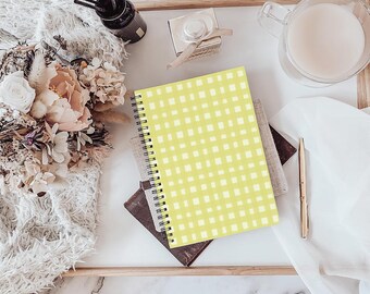 Cuaderno de cuadros amarillos / Diario espiral rayado de 6x8