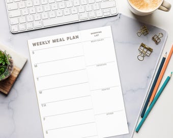 Bloc de notas para el planificador de comidas semanal / Organizador de cocina minimalista