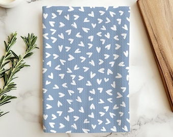 Toalla de cocina de San Valentín / Corazones de microfibra con tejido gofrado