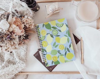 Cuaderno espiral de lima limón / Diario rayado de 6x8