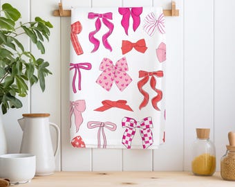 Toalla de cocina con lazos para San Valentín, microfibra con tejido gofrado, decoración rústica