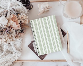 Cuaderno de encaje verde salvia / Diario rayado de 6x8