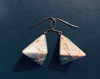 Flinders Island Map Modular Origami Dangle Earrings