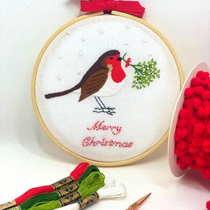 Weihnachts-Rotkehlchen-Stickpackung, DIY Stickpackung, DIY Weihnachtsdekoration