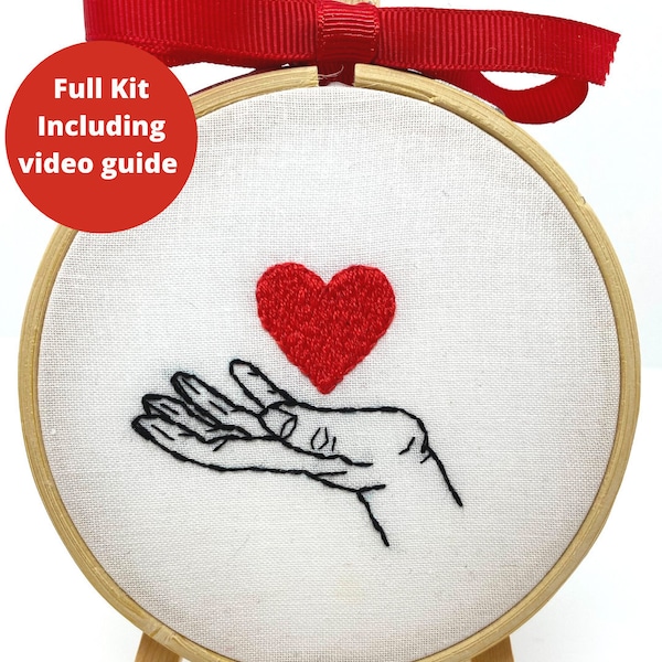 Heart embroidery kit, Beginners Embroidery, Embroidery Kit Beginners, Galentines gift, Easy Hand Embroidery, 5-minute crafts