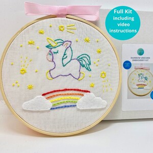 Rainbow Beginners Embroidery Kit, Kids Friendly Crafts, Hand Embroidery Kit,  Summer Kids Crafts 