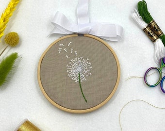 Beginner Embroidery Kit, Easy Embroidery Kit, Dandelion Embroidery Kit, Up-cycling kit, Needlepoint set, DIY craft kit