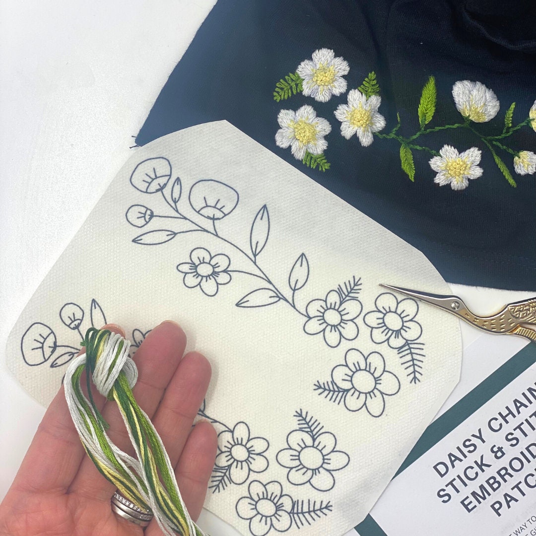Daisy chain Stick & Sew Embroidery Stickers/Patches, Daisy