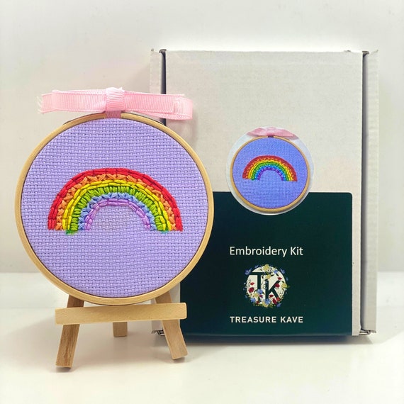 Rainbow Beginners Embroidery Kit, Kids Friendly Crafts, Hand Embroidery  Kit, Summer Kids Crafts 