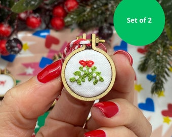 Christmas tree decoration duo, Pair of mini Xmas ornament, Mini Christmas decorations, Stocking fillers, Advent calendar gift