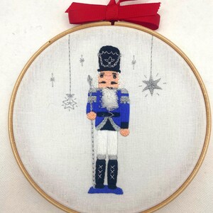 Nutcracker embroidery kit, Christmas embroidery kit, Craft gift, Adventurous embroidery set, Modern Embroidery Blue