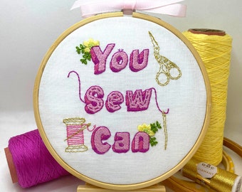 Beginners Embroidery Kit, You sew can embroidery, Modern embroidery pattern, Hand embroidery kit, Positive craft gift