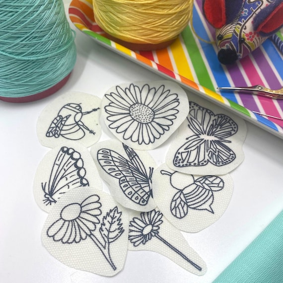 Butterflies Stick & Sew Embroidery Stickers, DIY Embroidery Patches,  Printed Sewing Patterns, Stitching Gift 