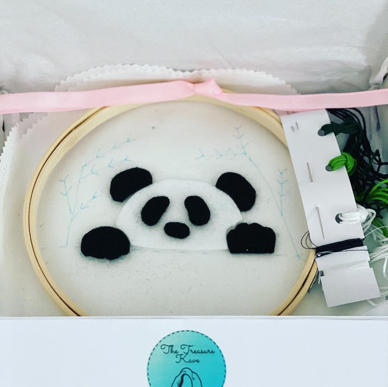 Panda Embroidery Kit, Beginners embroidery, Kids friendly crafts, Kids Christmas gifts, Hand embroidery kit image 4