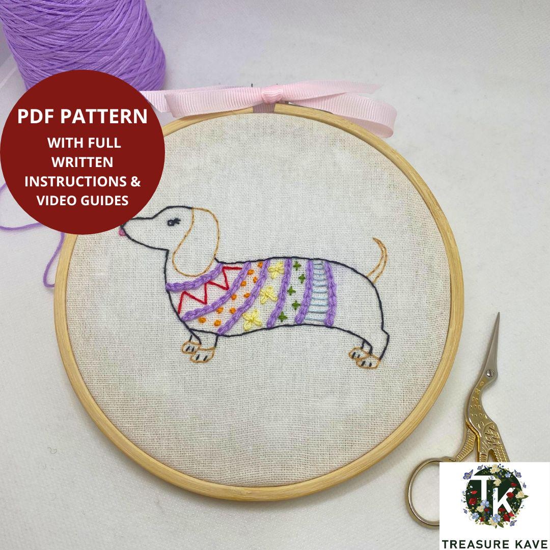 Sausage Dog PDF Embroidery Pattern, PDF Downloadable Pattern, Printable ...