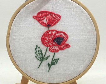 Poppy Embroidery Kit, Poppy craft kit, DIY Craft kit for Beginners, Gifts for friends, Flower art gift