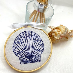 Pearl Shell printed panel for embroidery, Beach themed design, Hand embroidery panel image 3