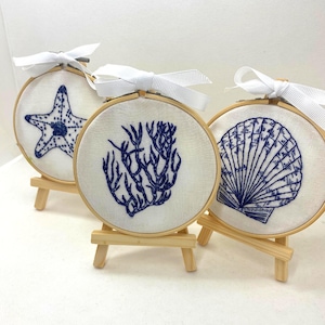 Beach Embroidery Kits Set of 3, Seaside embroidery, Shell Craft gift, Hand embroidery set, Seaside embroidery