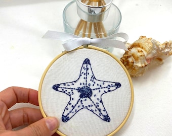 Starfish Embroidery Kit, Beach craft kit, DIY Craft kit for Beginners, Gifts for friends, Beach artwork