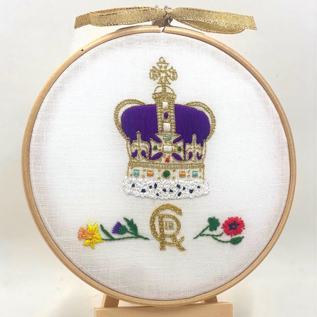 Coronation Crown Printed Panel for Embroidery Hand Embroidery 