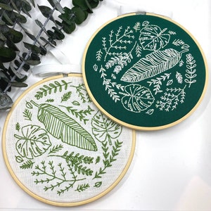 Plant Embroidery Kit, Modern Beginners embroidery, Tropical leaves, Hand embroidery kit, Gift for plant mum