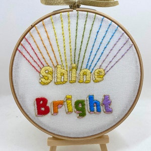 Beginners Embroidery Kit, Shine Bright embroidery, Modern embroidery pattern, Hand embroidery kit, Positive craft gift