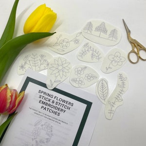 Spring Flower Embroidery Patches: Stick and Stitch Sewing Patterns