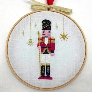 Nutcracker embroidery kit, Christmas embroidery kit, Craft gift, Adventurous embroidery set, Modern Embroidery Red