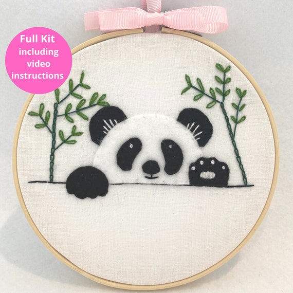 Panda Embroidery Kit, Beginners Embroidery, Kids Friendly Crafts