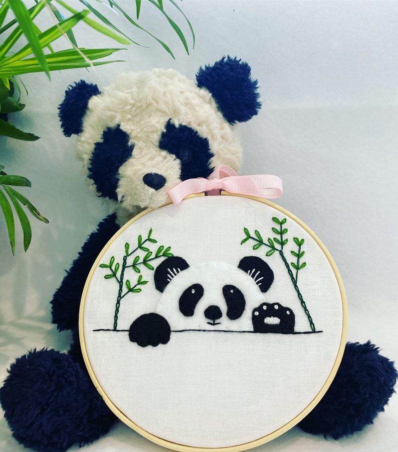 Panda Embroidery Kit, Beginners embroidery, Kids friendly crafts, Kids Christmas gifts, Hand embroidery kit image 5