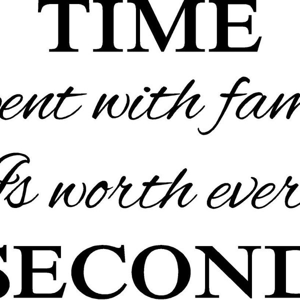 TIME Spent with FAMILY is Worth Every SECOND Wall Words Vinyl Decal works with wall clock