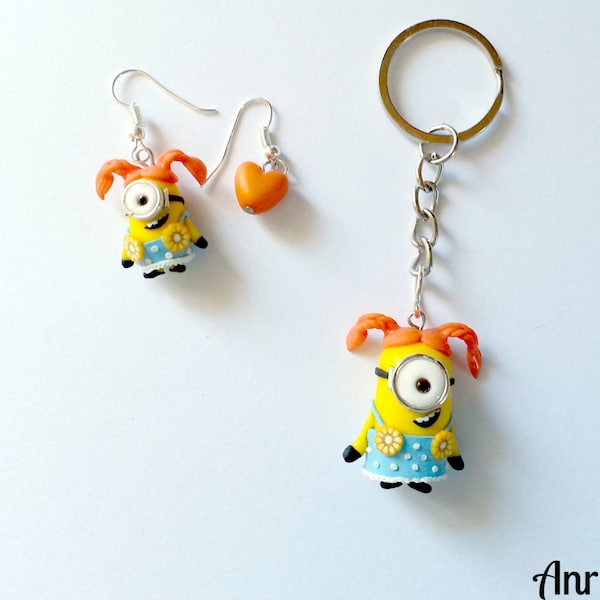 Little Girl Braid Minions FAN ART - Despicable Me Despicable Me - Kevin Stuart Bob Banana Necklace earrings or Keychain