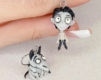 Frankenweenie & Sparky Earrings - Limited Edition Fan Art in polymer clay