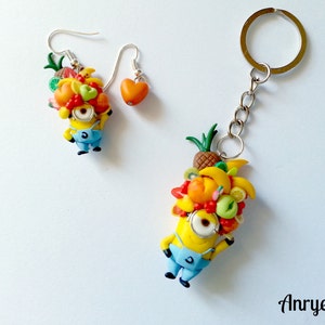 Minions FAN ART - Despicable Me Despicable Me - Fruit Kevin Stuart Bob bunch of Banana bananas Necklace earrings or Keychain