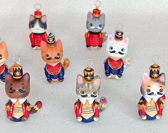 Handmade Polymer Clay Charms – Nutcracker Cats and Custom Pet Designs. Choose your favorite one!