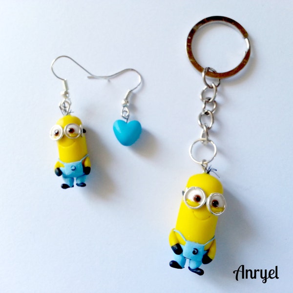 Minions FAN ART - Despicable Me Despicable Me - Kevin Stuart Bob Banana Necklace earrings or Keychain