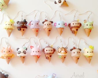 Ice Cream Earrings - Puppy Animals Kawaii choose your favourite one
