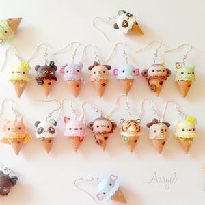 Ice Cream Earrings - Puppy Animals Kawaii choose your favourite one