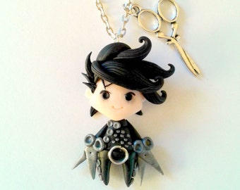 Handmade Pendants Inspired by a Man with Scissor Hands – Fan Art Fimo Necklace or Earrings