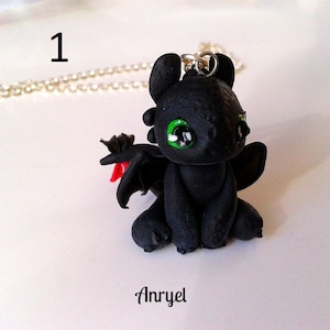 Handmade Necklace - Black Dragon Inspired by a Famous Fantasy Movie - Polymer Clay Pendant