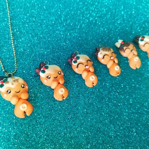 Christmas necklace - Gingerbread man cookies gingerman, biscuit gingerbread handmade polymer clay marzipan