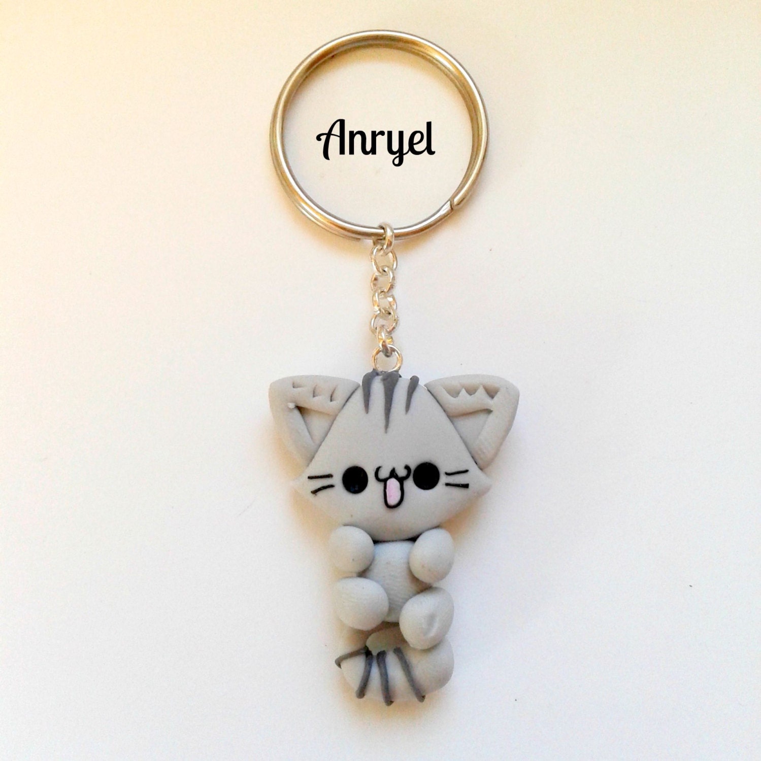 Cute kawaii kitty cat Keyring Keychaincat funny customizable Etsy