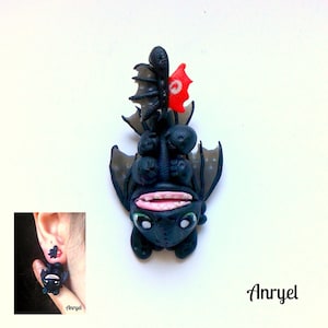 Handmade Hanging Dragon Earrings - &quot;Ear Jacket&quot; Design in Polymer Clay - Inspired by Legendary Creatures