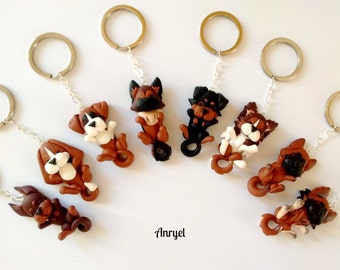 Dog Keychain - Cute kawaii funny fimo handmade customizable dog keychain