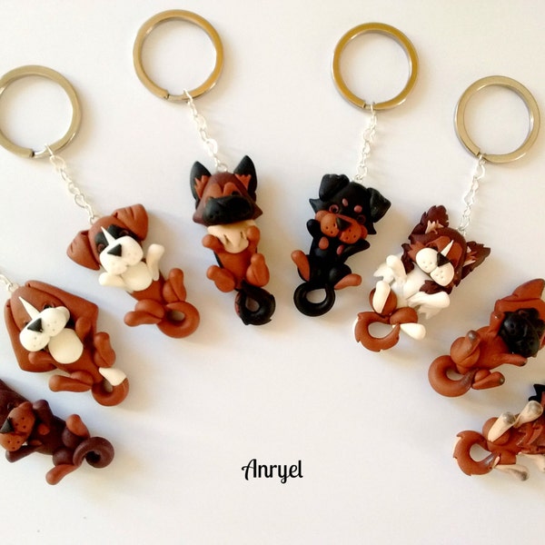 Porte-clés chien - Porte-clés chien mignon kawaii drôle fimo fait main personnalisable