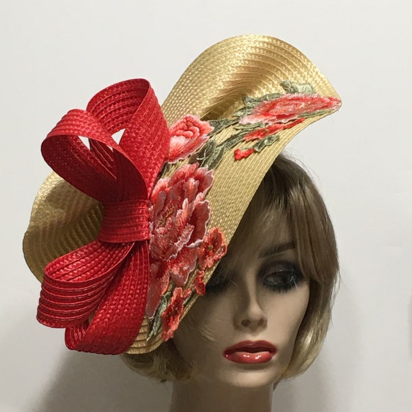 Camel Derby Fascinator, Horse Race Hat, Kentucky Derby Hat, Preakness Fascinator, Races Fascinator, Rose Church Hat, Tea Party Hat