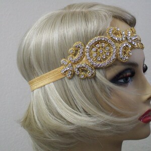 Gold Flapper headband, Gatsby headband, 1920s headpiece, Downton Abbey, 1920s headband, 1920s Hair accessory, Art Deco, Vintage inspired image 3