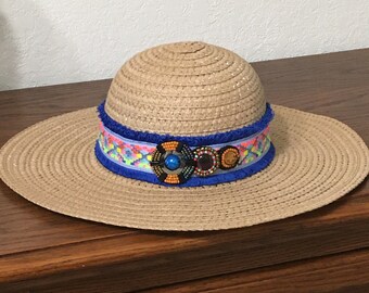Khaki Straw Hat, Boho Beach Hat, Church Hat, Tea Party Hat, Picnic Hat, Womens Sun Hat, Wide Brim Hat, Floppy Hat